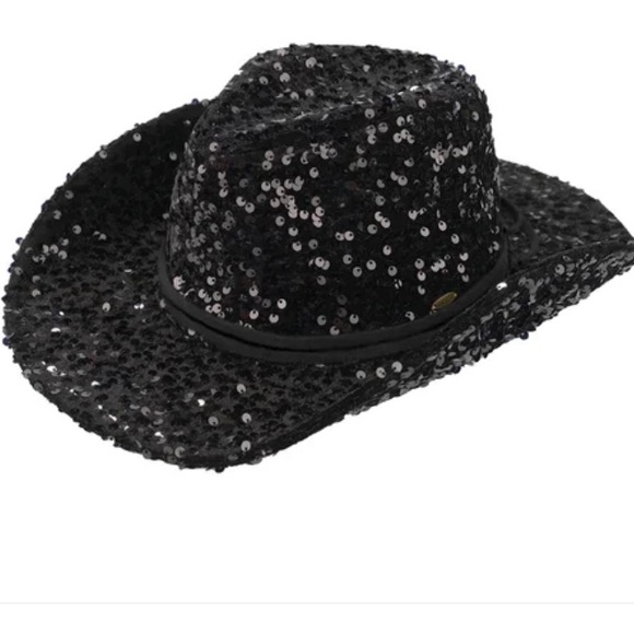 C.C Sequin Mesh Cowboy Hat Black BNWT - Picture 7 of 8